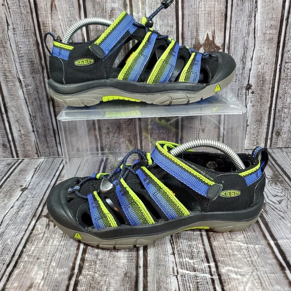 KEEN Youth Newport H2 Waterproof Sandals Black Blue Green Hiking 1014265 Size 4